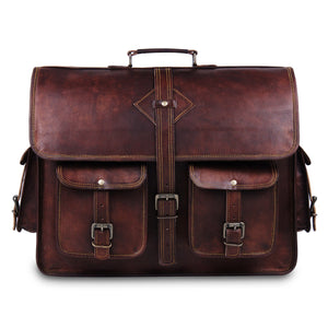 Full Grain Laptop Brown Briefcase Messenger Bag by Hulsh