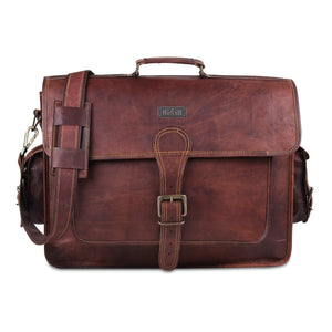Leather Messenger Briefcase Satchel Bag with Top Handle