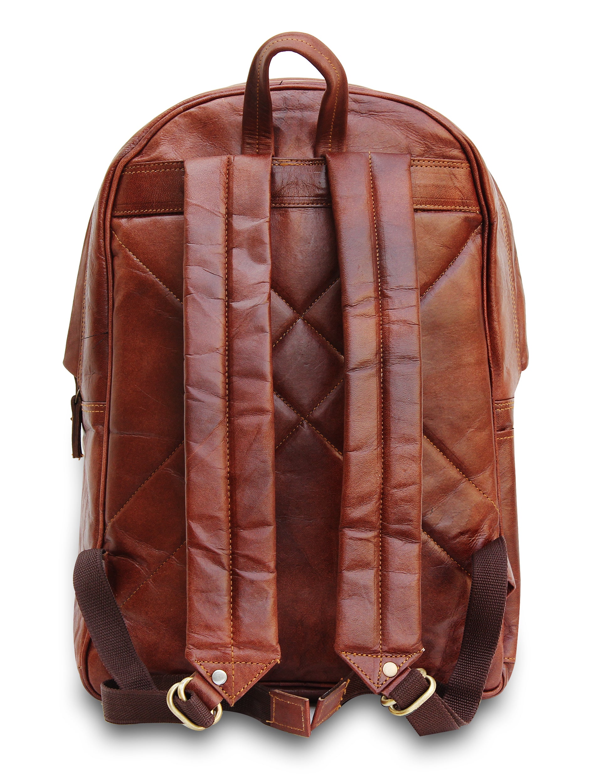 Rustic Leather Backpack with Laptop and Shoulder Padding 