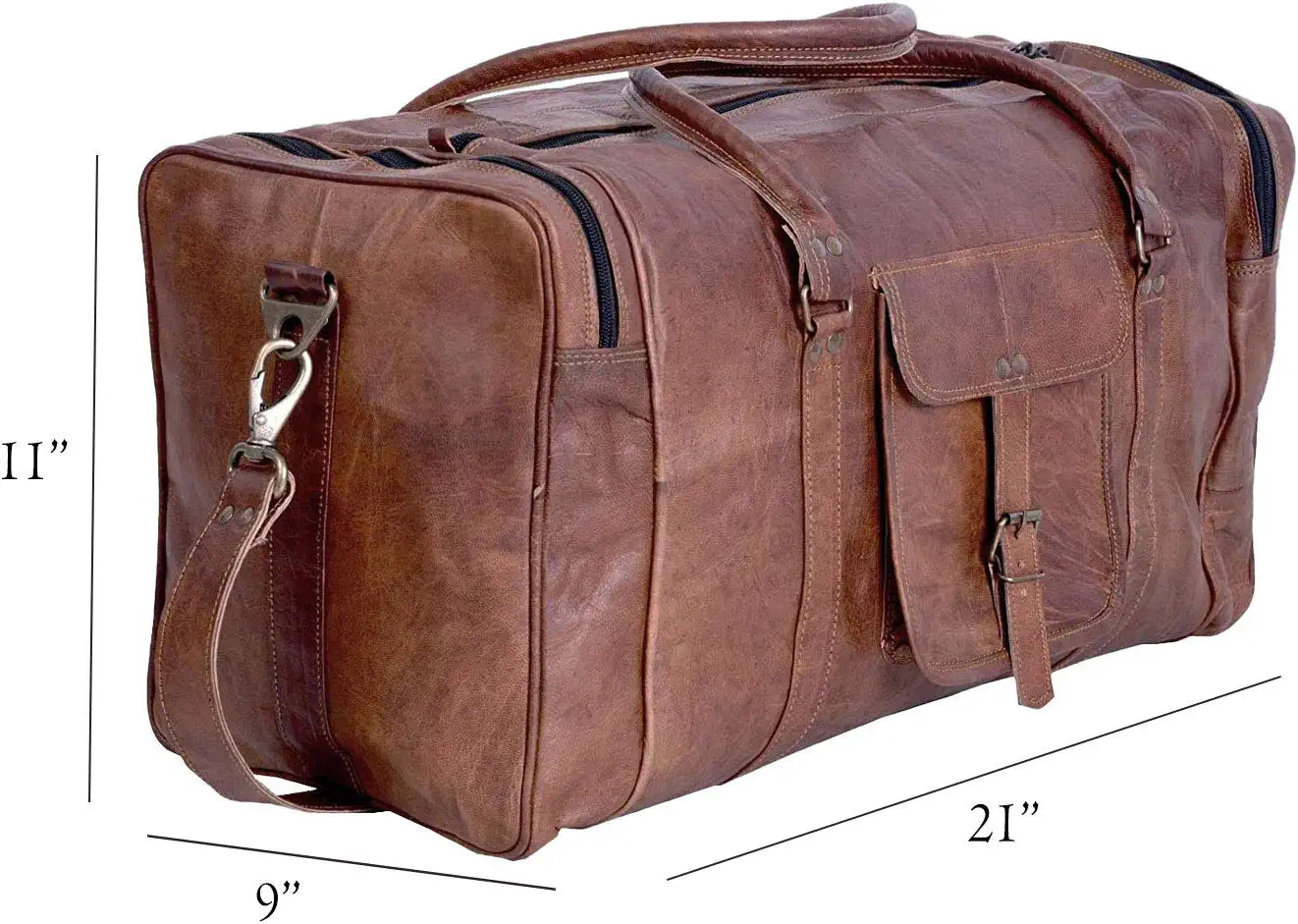 Vintage Brown Leather Weekender Bag
