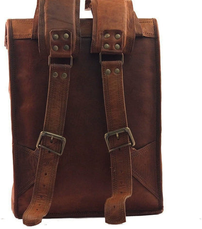 backpack leather unisex roll brand URBAN DEZIRE Men's 17 inch Vintage On Laptop Rucksack knapsack college bag : Electronics handcrafted items is simple Genuine Vintage Roll Top Full