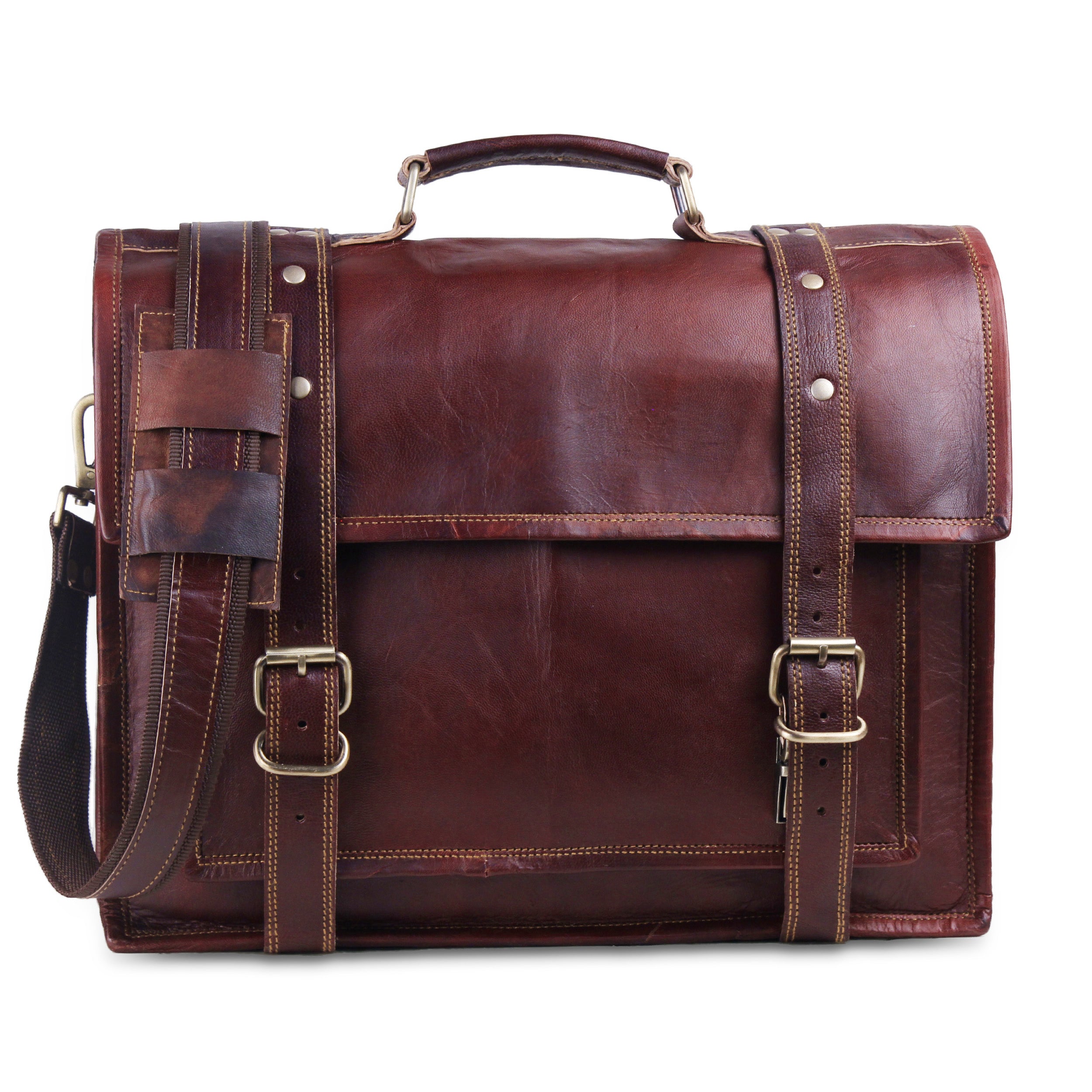 Vintage Full Grain Leather Messenger Bag by Hulsh Leather