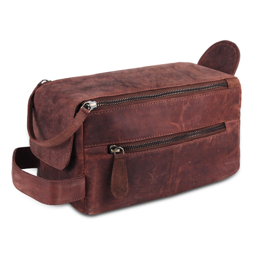 Vintage Dual Zipper Portable Travel Leather Bag