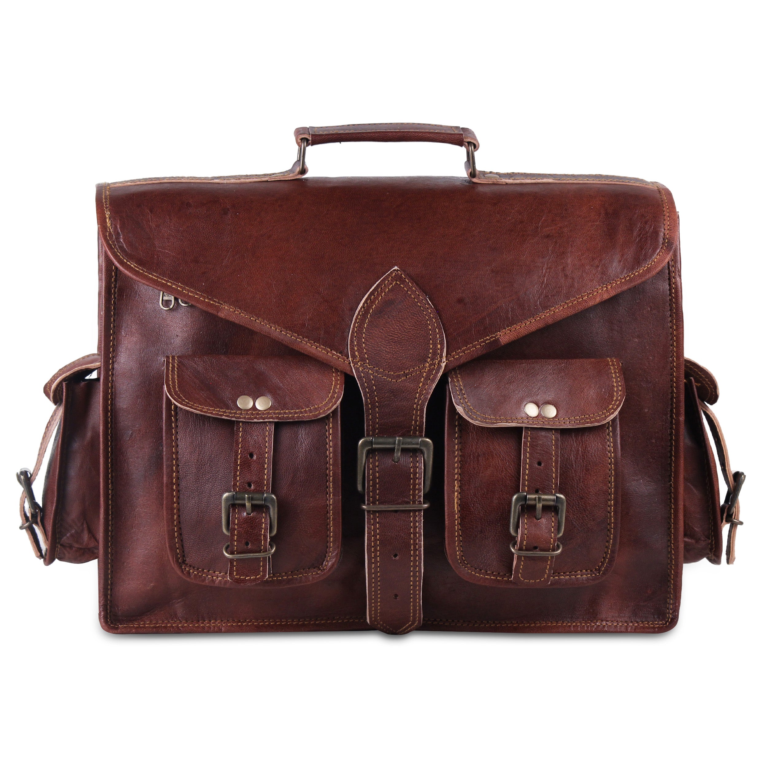 Hulsh Vintage Leather Laptop Bag for Men Full Grain Large Leather Messenger Bag for Men 18 Inches with Rustic Look Best Leather Briefcase