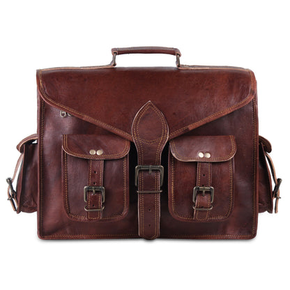 Large Vintage Rustic Leather Messenger Bag by Hulsh