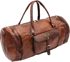Vintage Brown Leather Duffle Bag