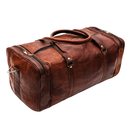 Large leather Duffle Overnight Weekender bag with Top Handle
