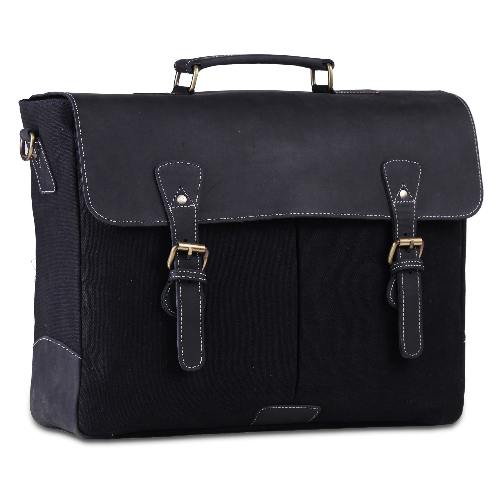 Genuine Leather Messenger Laptop Briefcase Bag with Top Handle and Adjustable strap