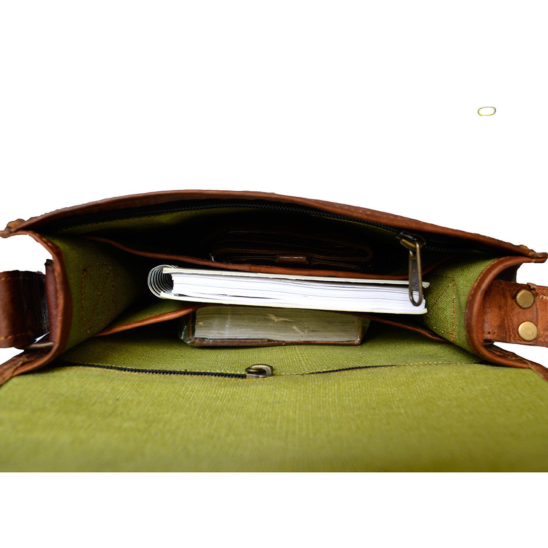 Genuine Leather Shoulder Bag with Laptop Padded Compartment