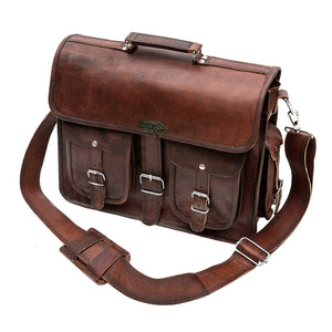 Full Grain Large Leather Messenger Bag with Adjustable Strap