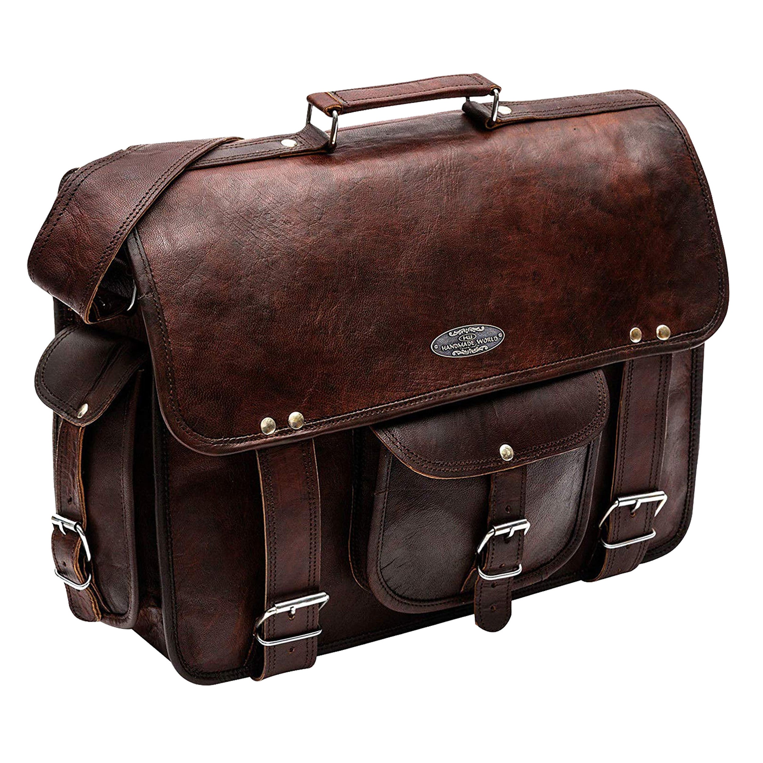 Genuine Full Grain Leather Messenger Laptop Bag for men