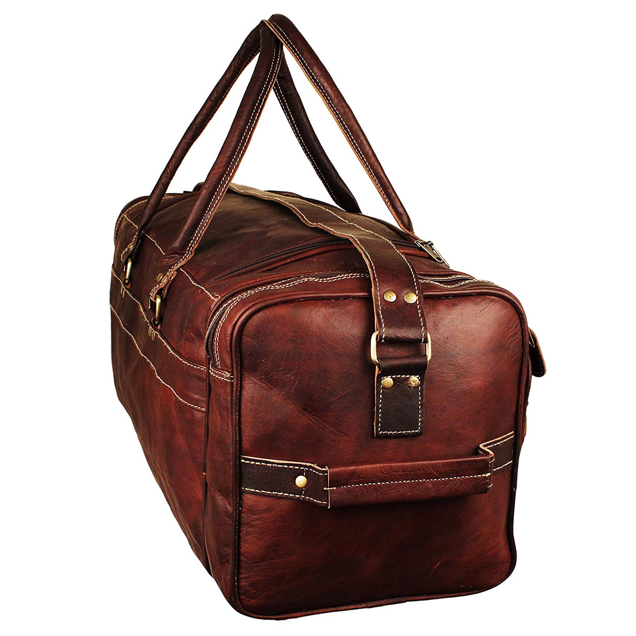 Genuine Full Grain leather duffle bag with top handle