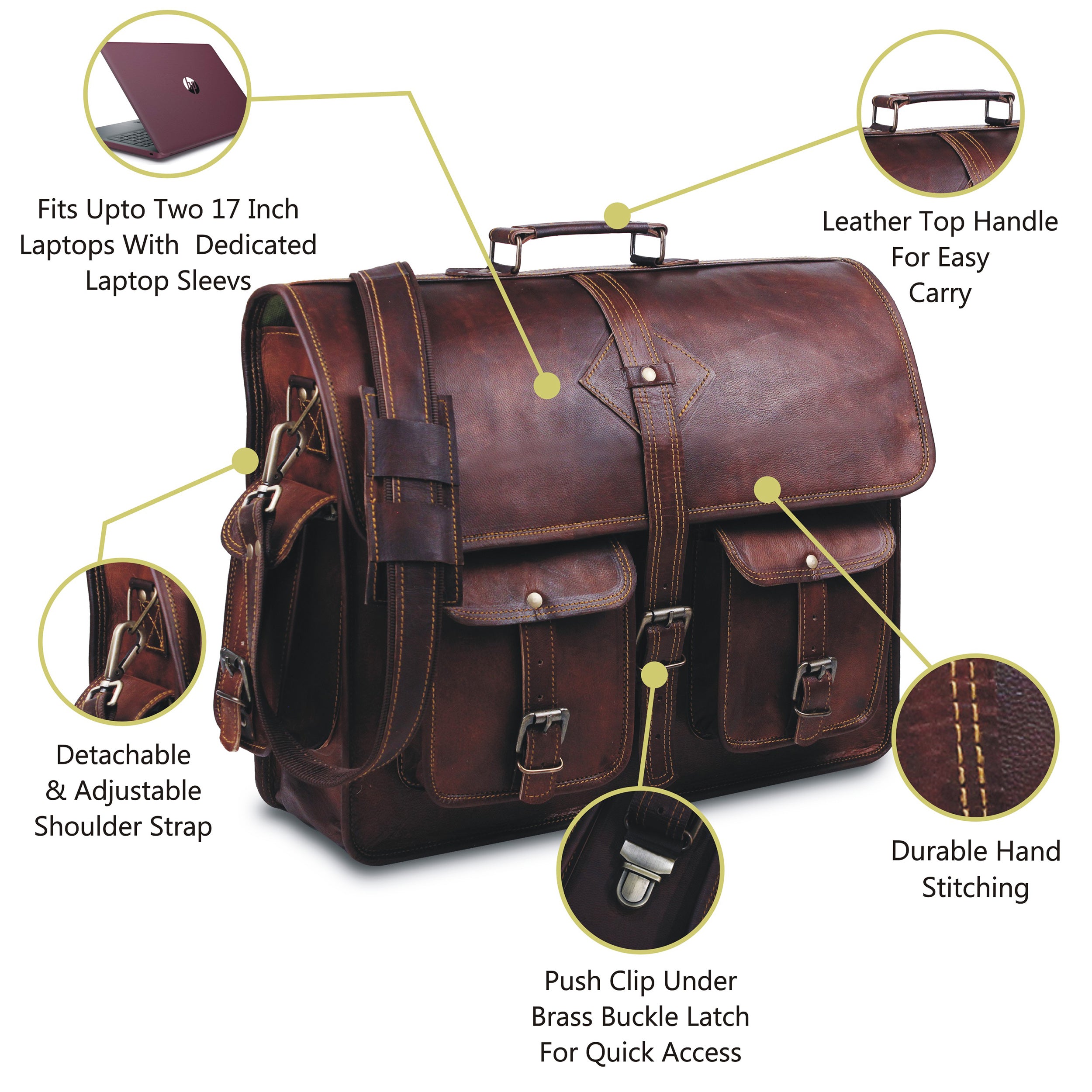 Best leather Office Messenger Briefcase Laptop Bag