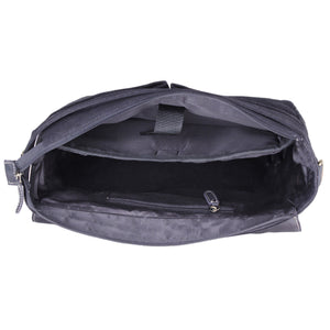 Large Black Leather Messenger Bag with Laptop padding