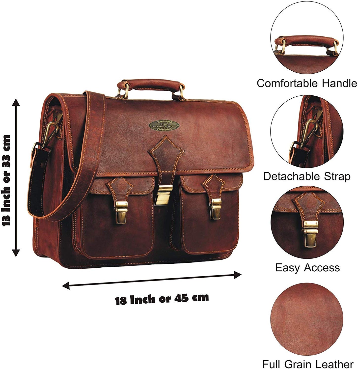 Large Messenger Bag with Adjustable Shoulder Strap and Push Clip