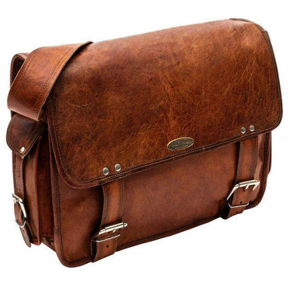 Large Leather Rustic Brown Messenger Shoulder Bag