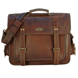 Large Leather Messenger Shoulder Bag with Top handle