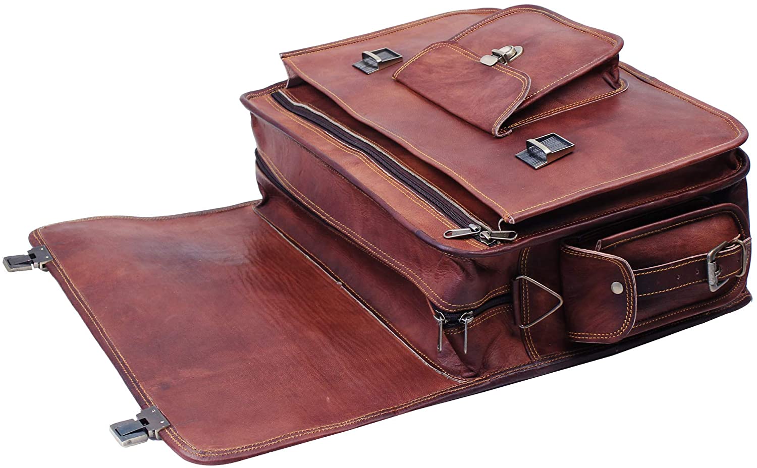 Genuine Leather Push Clip Briefcase bag 