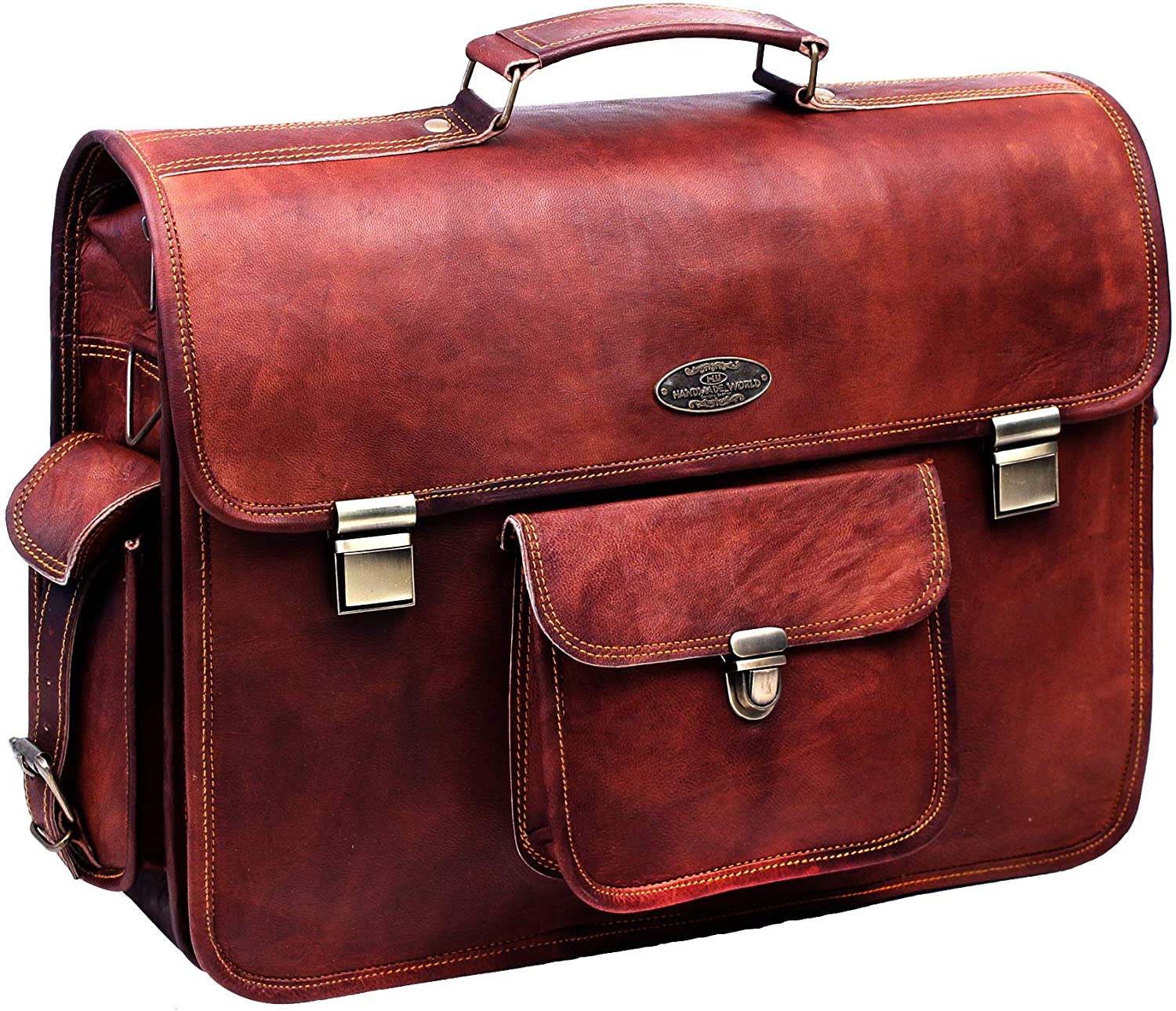 Push Clip Large Rustic Messenger Briefcase Bag