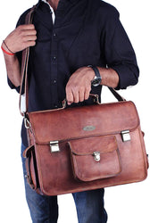 Large Leather Messenger Bag with Adjustable Shoulder Strap by Hulsh