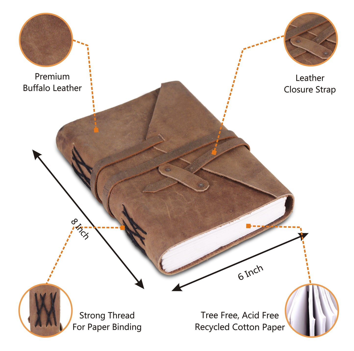 Leather Plain Textured Note Journal Book- Light Brown