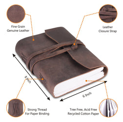 Leather Plain Textured Note Journal Book- Brown
