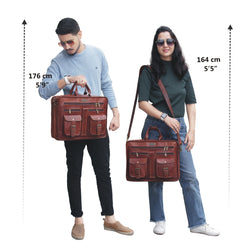 Large Leather Messenger Briefcase By Hulsh