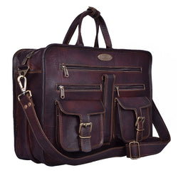 Large Leather Messenger Briefcase Bag with Top Handle