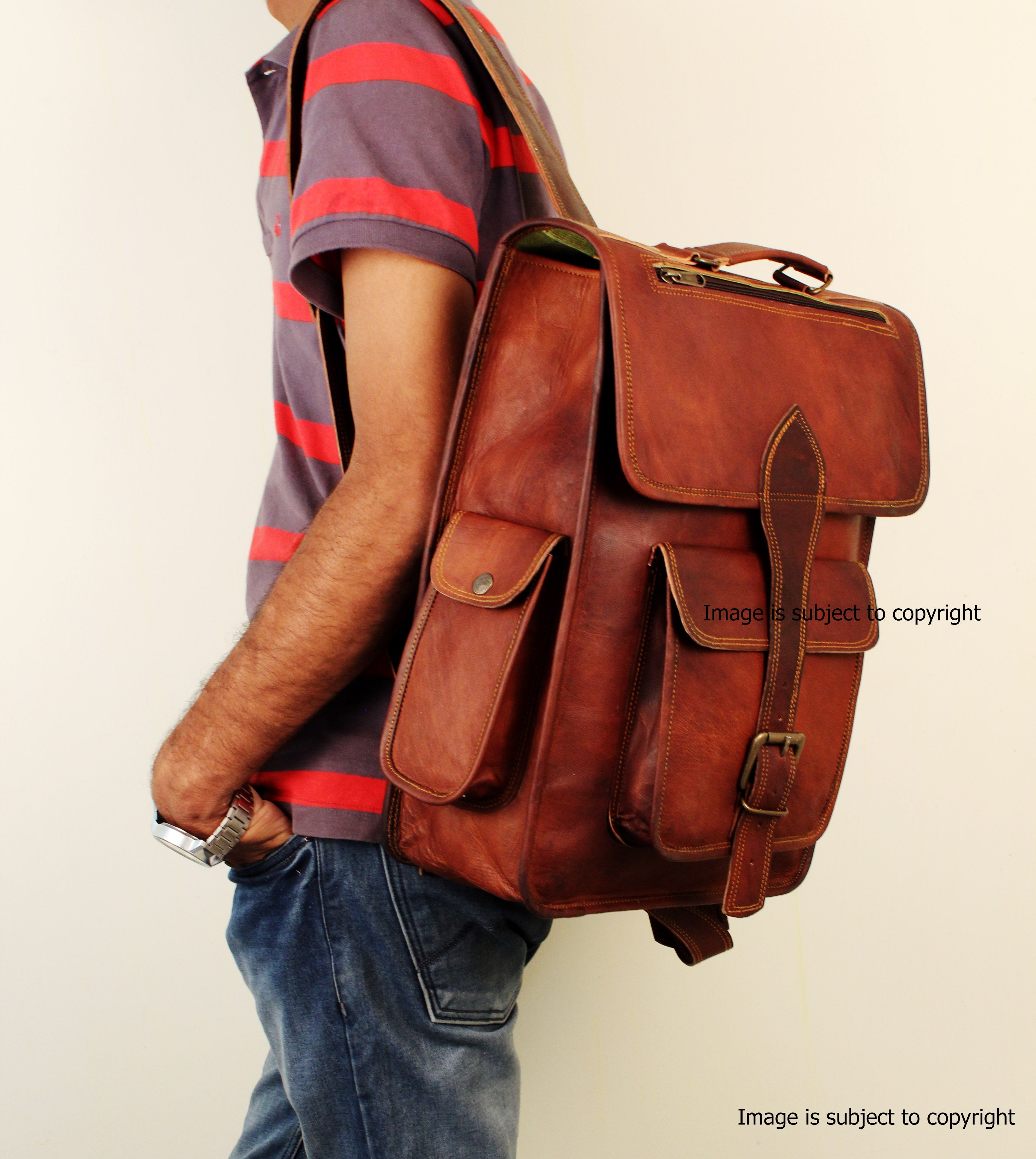 handmade leather backpack for men