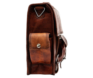 Brown Leather Briefcase Bag with side pockets