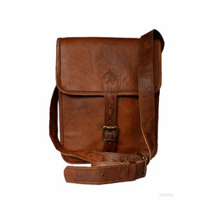 Vintage Full Grain rustic brown Leather Satchel Bag with Adjustable Strap