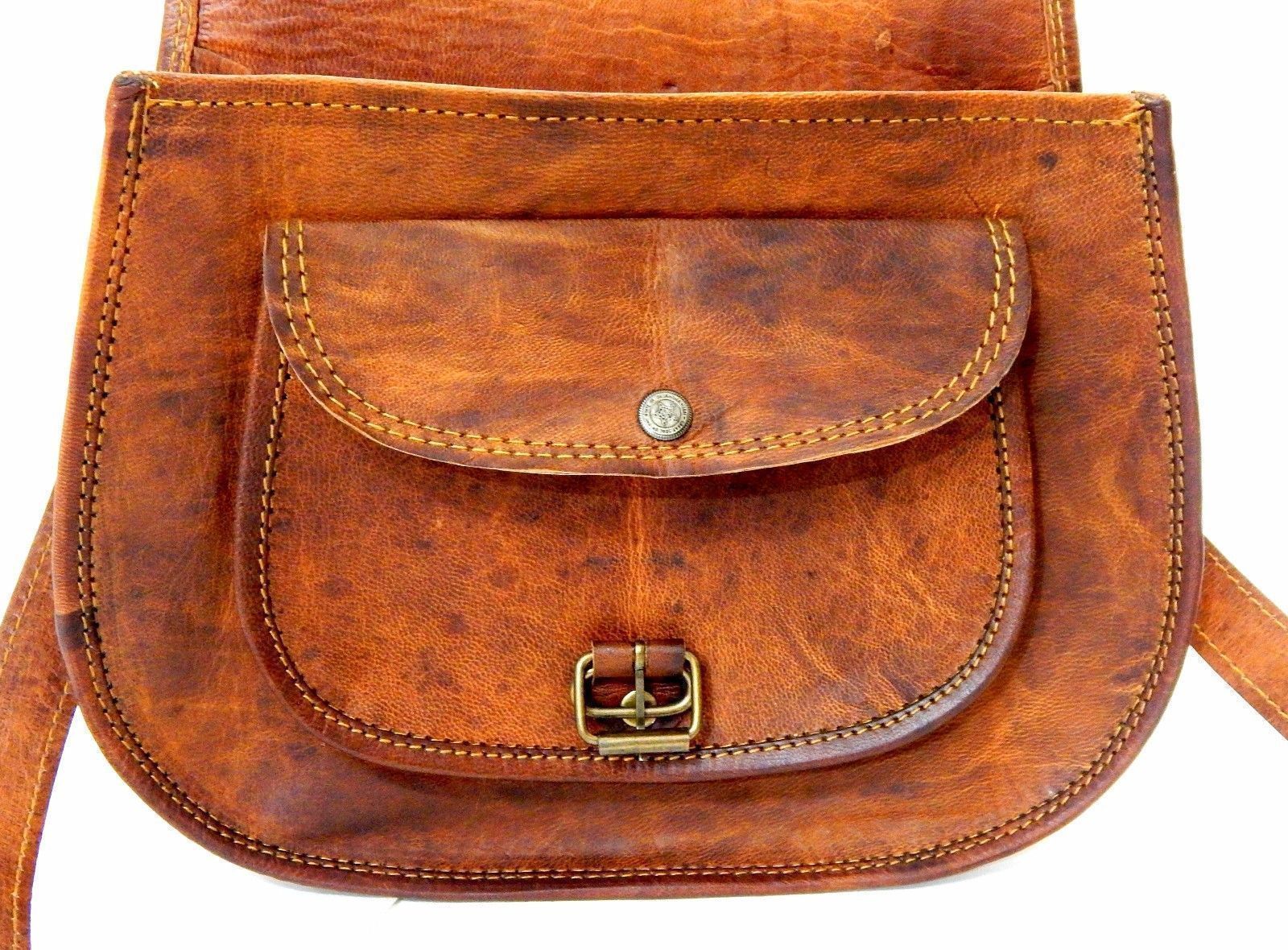 Vintage Brown Leather Crossbody Satchel