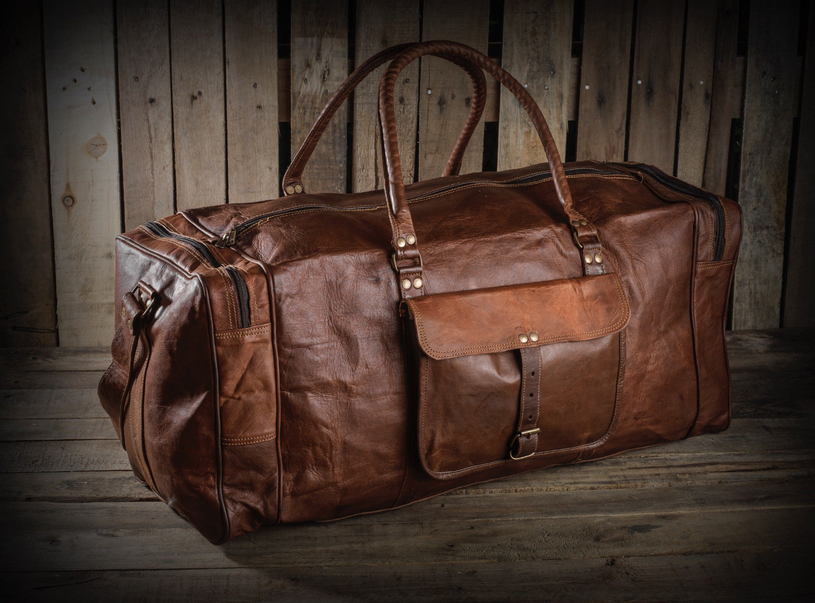 Rustic Duffle Weekender Bag with Top Handle