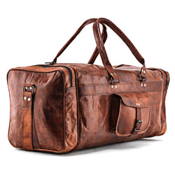 Large Rustic Vintage Duffle Bag with top handle