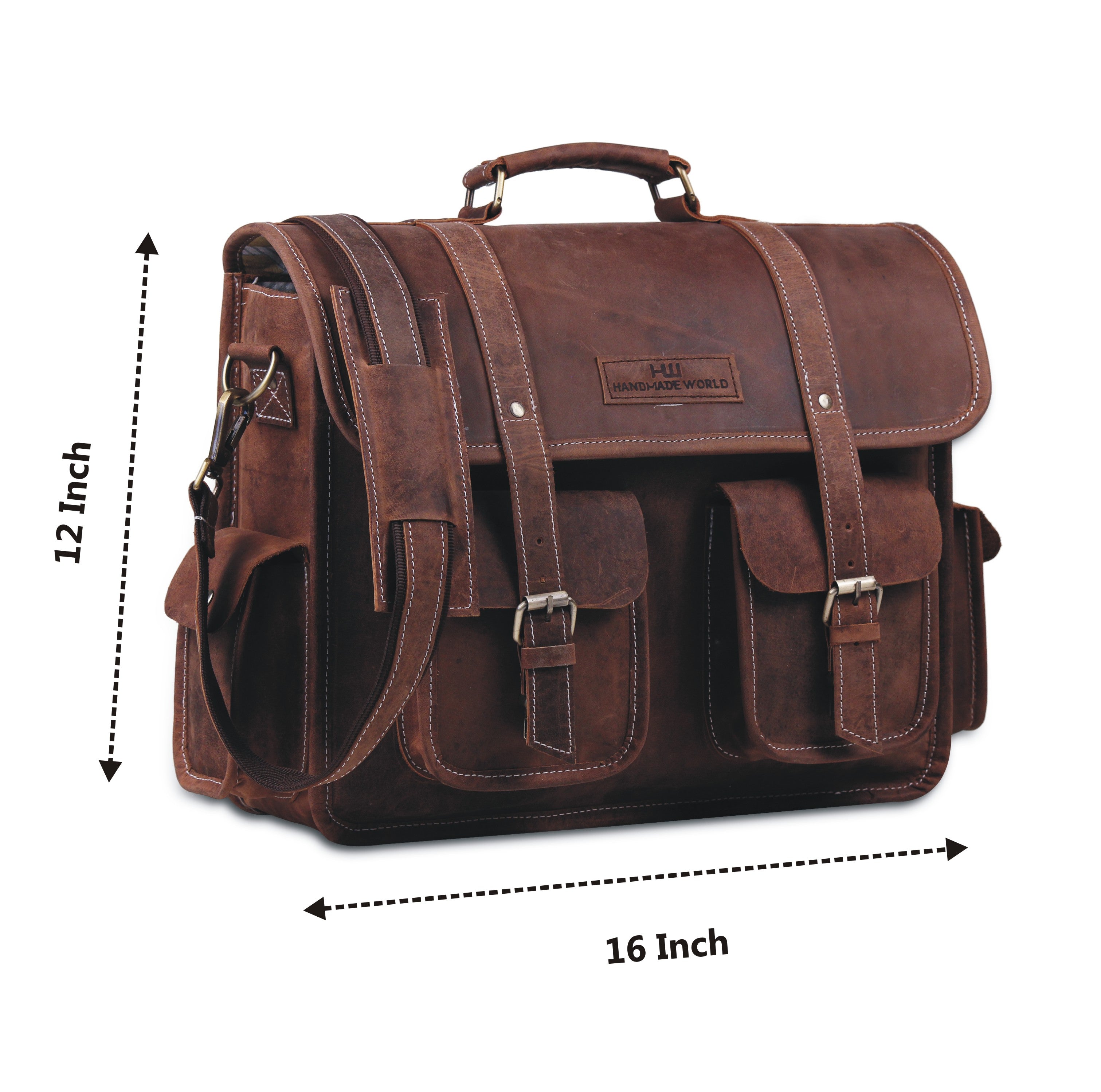 16 inch Buffalo Leather Briefcase Bag by Hulsh
