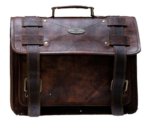 Genuine Full Grain Brown Leather Messenger Bag 15 inch